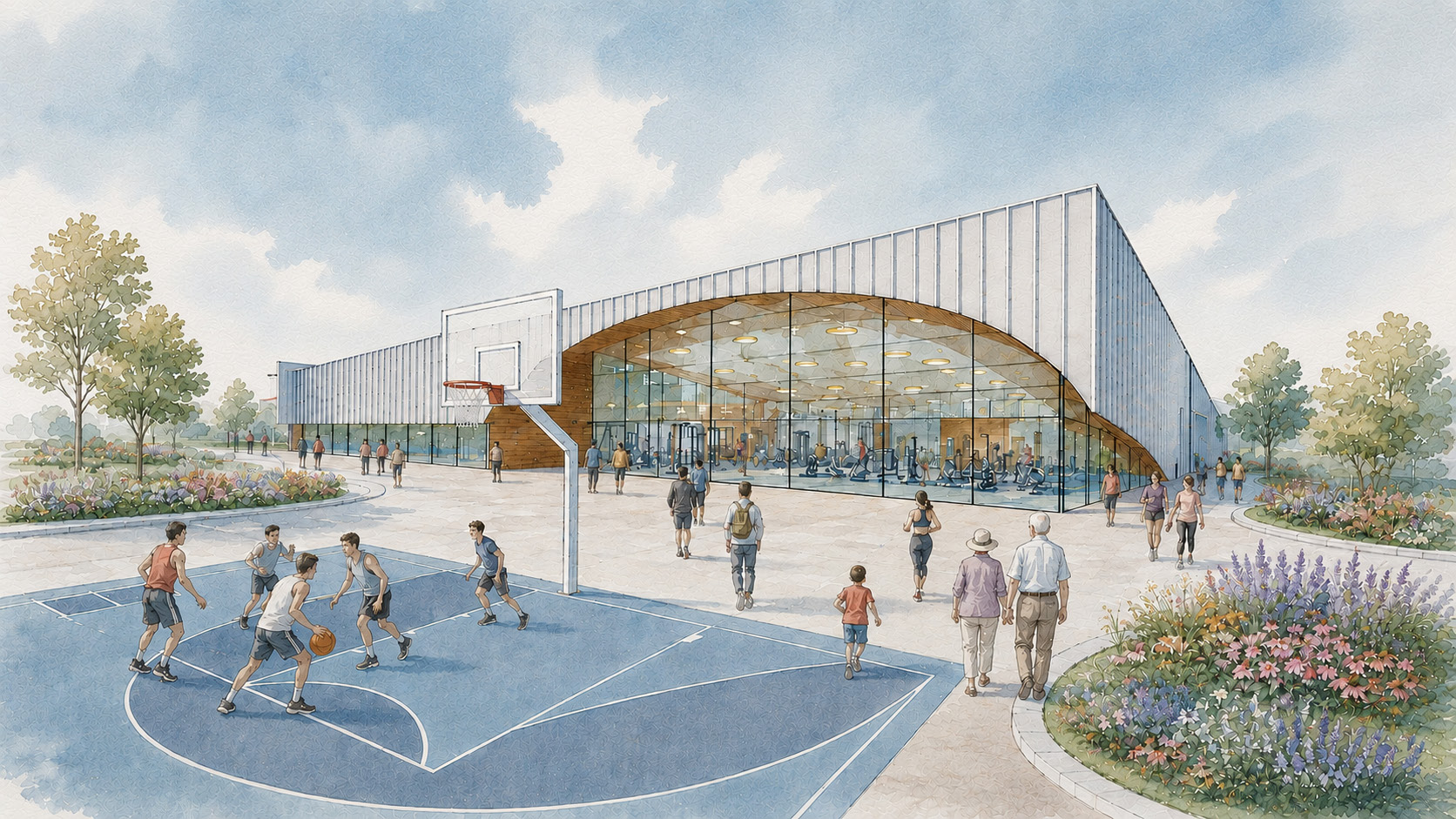 Illustration of Bloom Park's recreation complex